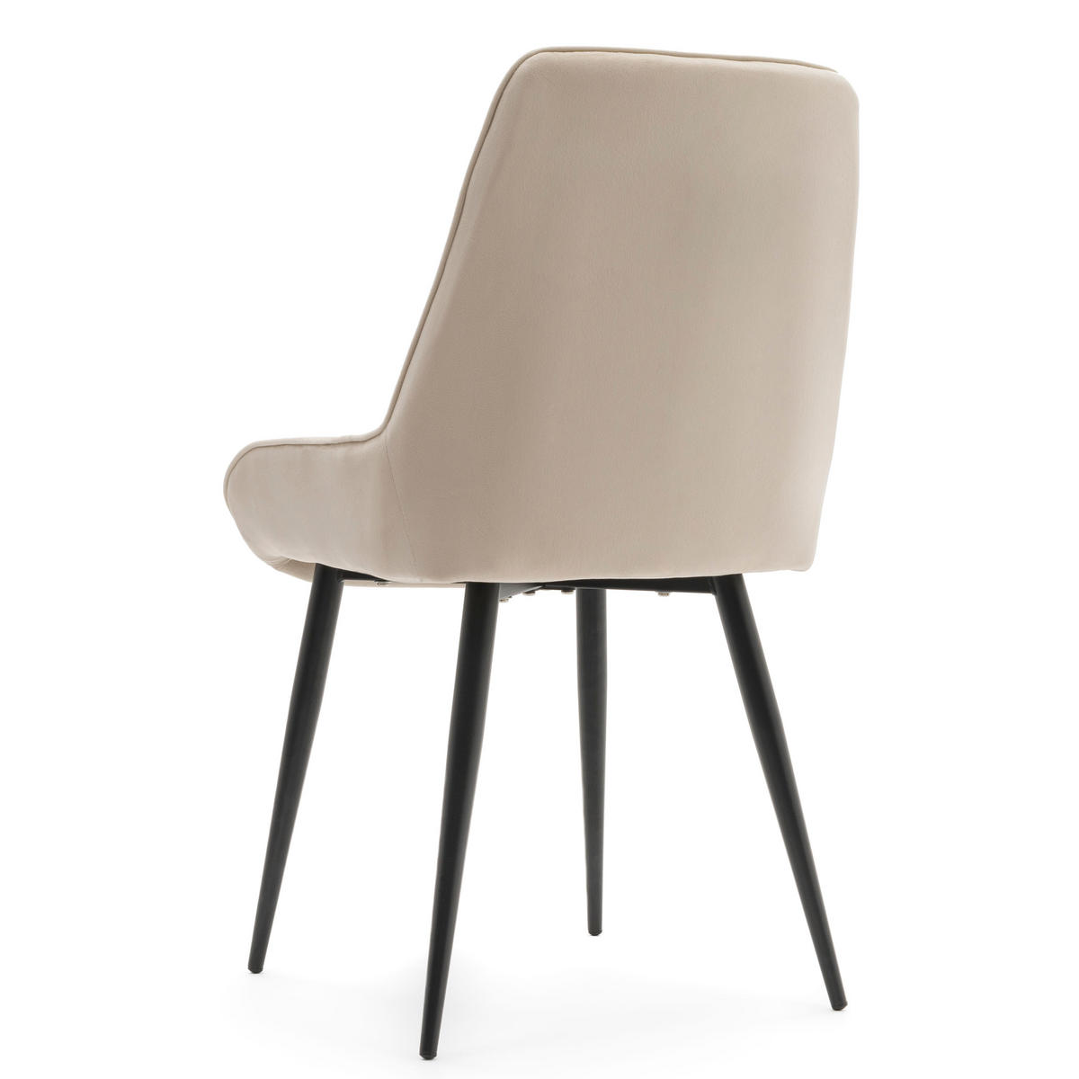 STUHL LUCA gepolstert mit Steppung - beige schwarze Beine - Samt Velours - Ecru/Beige, Textil/Metall (51/88/50cm) - NEW HOME
