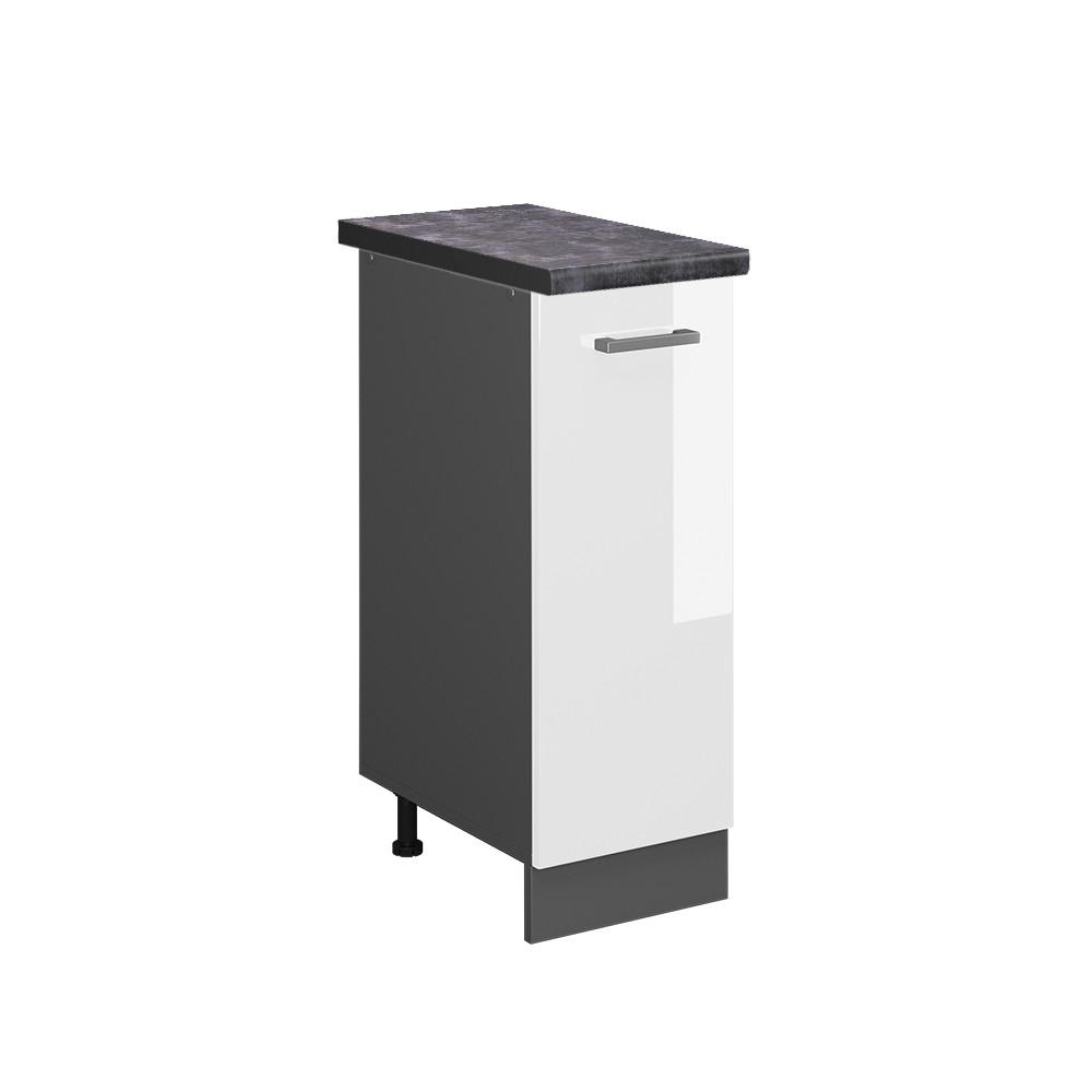 APOTHEKERSCHRANK R-Line Weiß Hochglanz 30 cm, AP Anthrazit - Weiß Hochglanz/Anthrazit, Holzwerkstoff (30/81.6/60cm) - Vicco