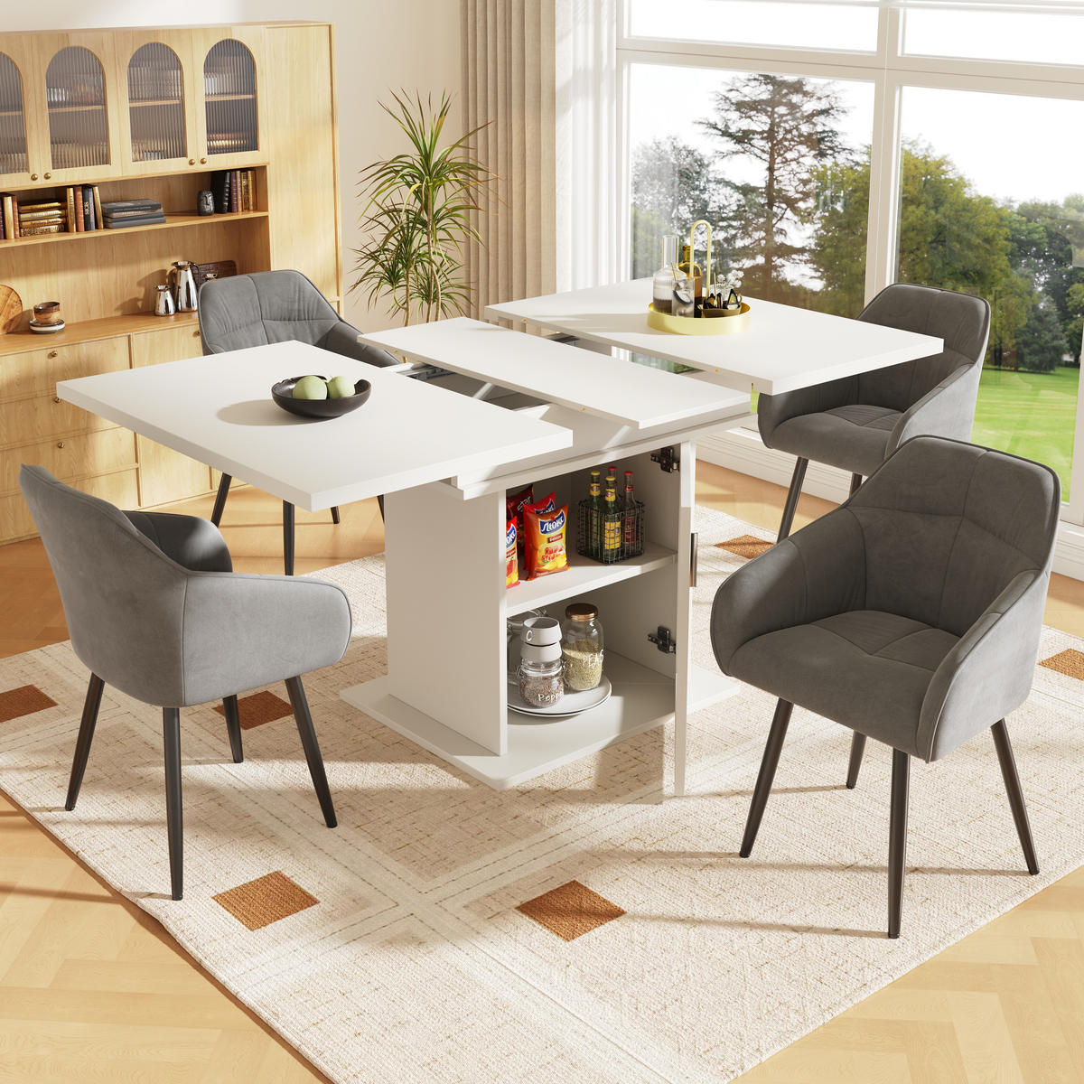 ESSTISCH Weiß 110-140/70/76 cm - Weiß, Glas/Holzwerkstoff (140/70/76cm) - Urban Meuble