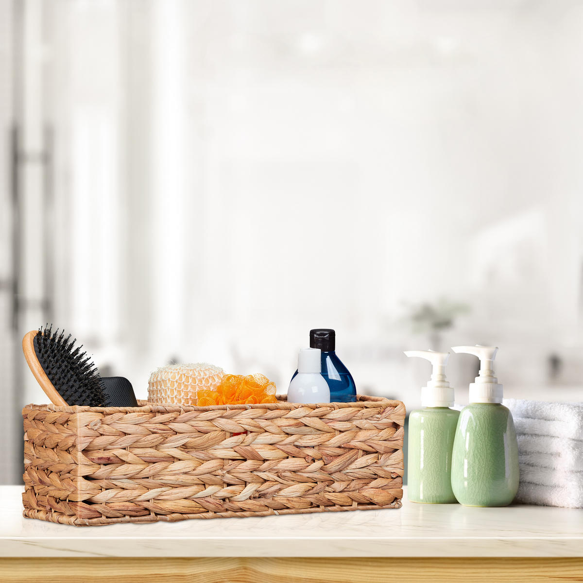 AUFBEWAHRUNGSKORB - Hellbraun, Textil/Metall (42.5/13/15cm) - Relaxdays