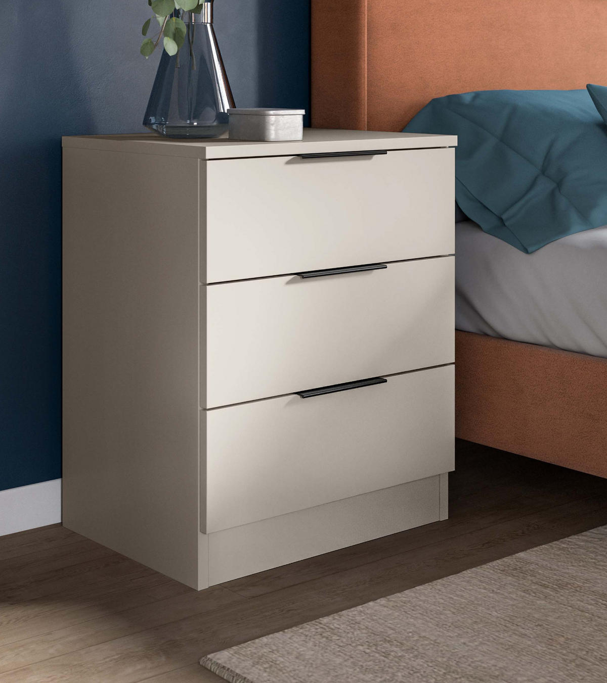 NACHTTISCH-SET kaschmir 45 x 60 cm, 2x Nachtkommode in Komforthöhe - Kaschmir/Schwarz, Holzwerkstoff/Kunststoff (45/60/40cm) - Inn.Furn