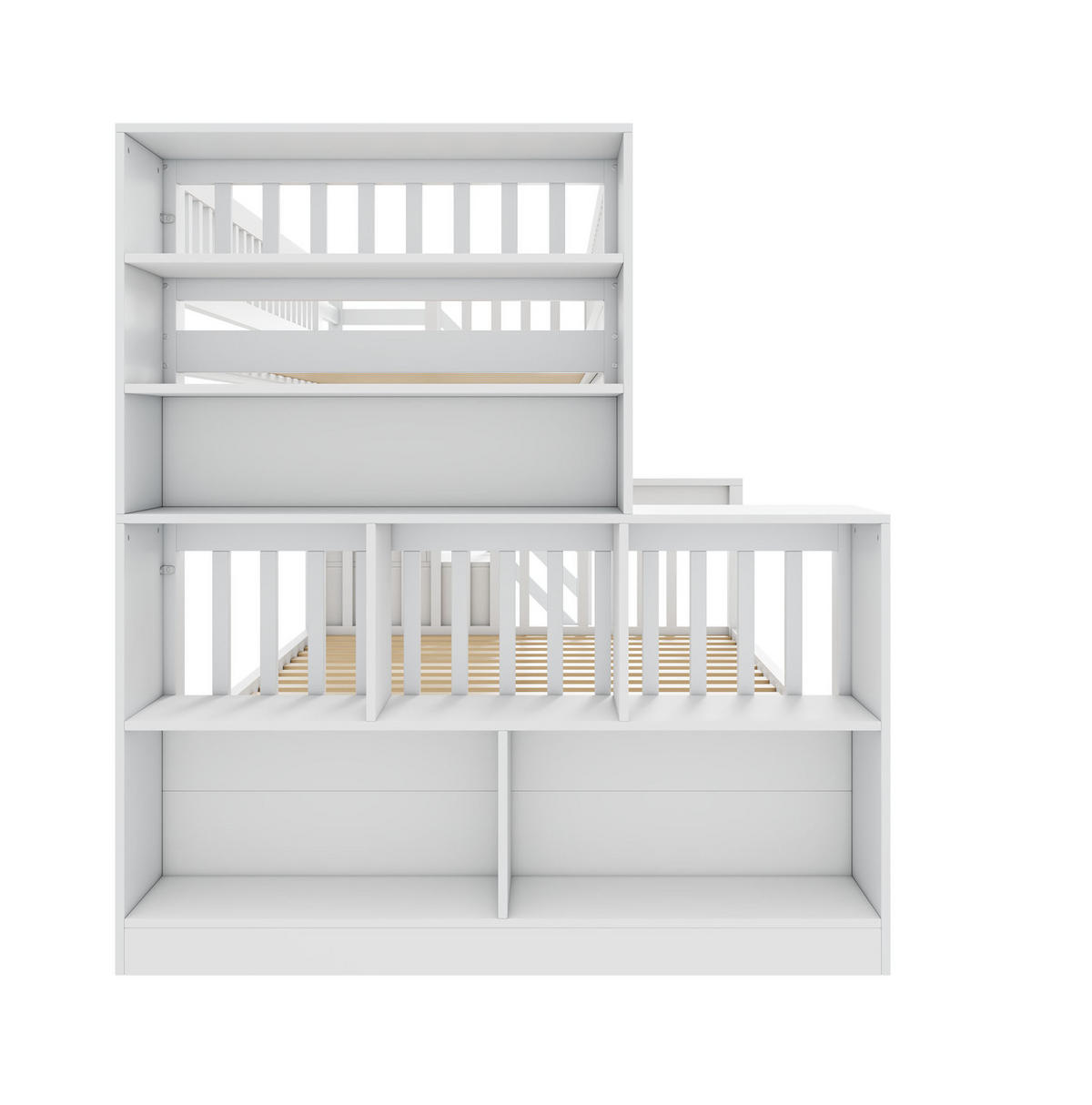 ETAGENBETT 90/200 cm & 140/200 cm aus Kiefer mit Stauraum und Tafel - Weiß, Holz (140/200cm) - BEAOK