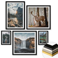 WANDBILDER 5er-Set - 50x50 cm & 20x30 cm & 40x60 cm Schwarzer Rahmen - Blumenarrangements in Vasen - Schwarz, Kunststoff (40/60cm) - ArtPrintCave