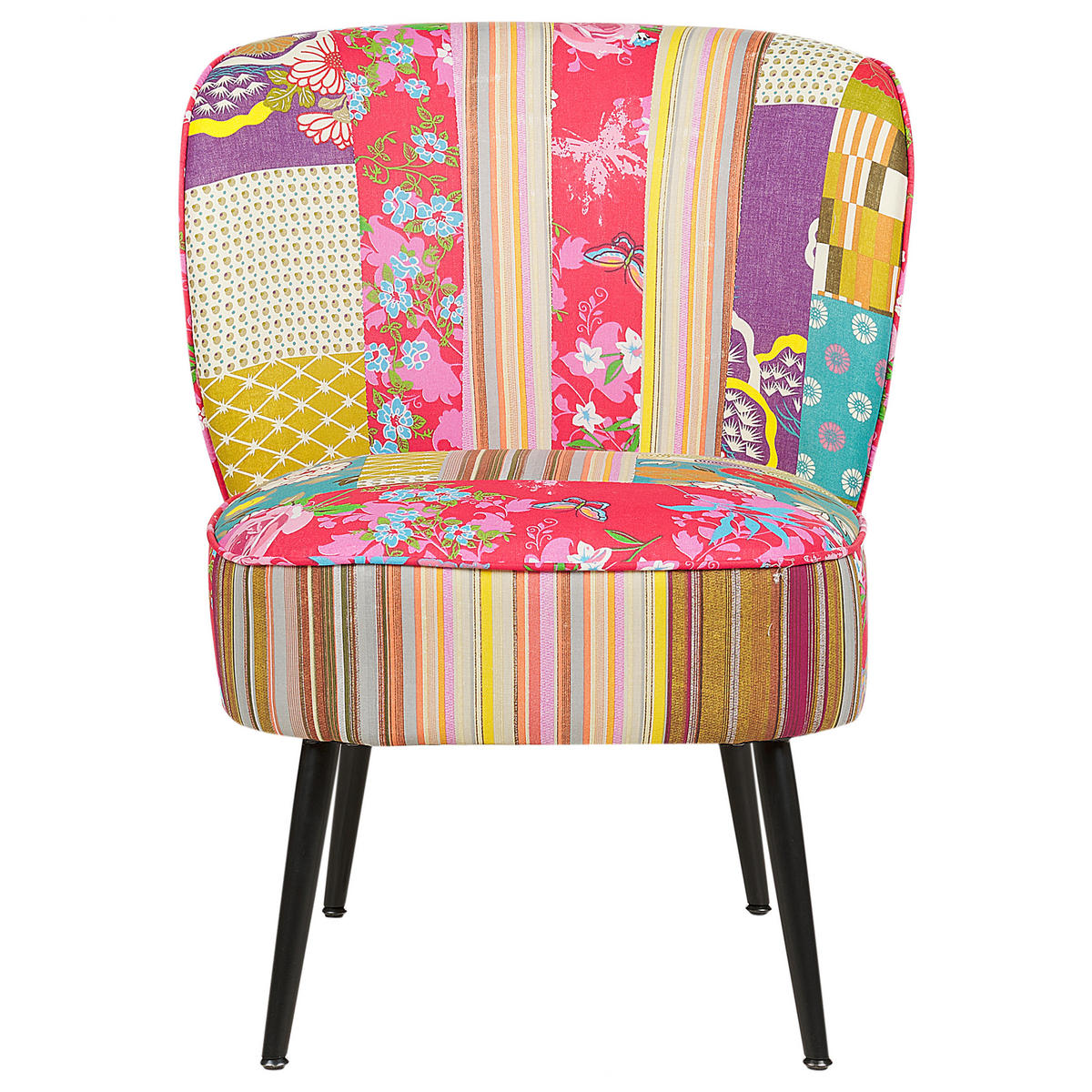 FOTEL Patchwork többszínű/fekete Voss - lila/sárga, textil (60/76/52cm) - Beliani