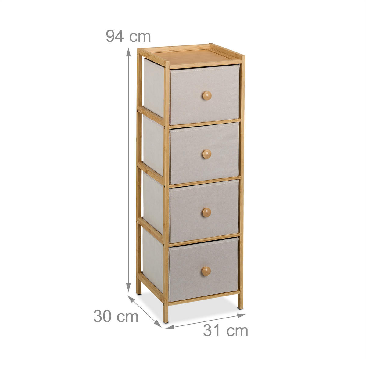 KOMMODE - Multicolor/Naturfarben, Holz/Holzwerkstoff (31/94/30cm) - Relaxdays