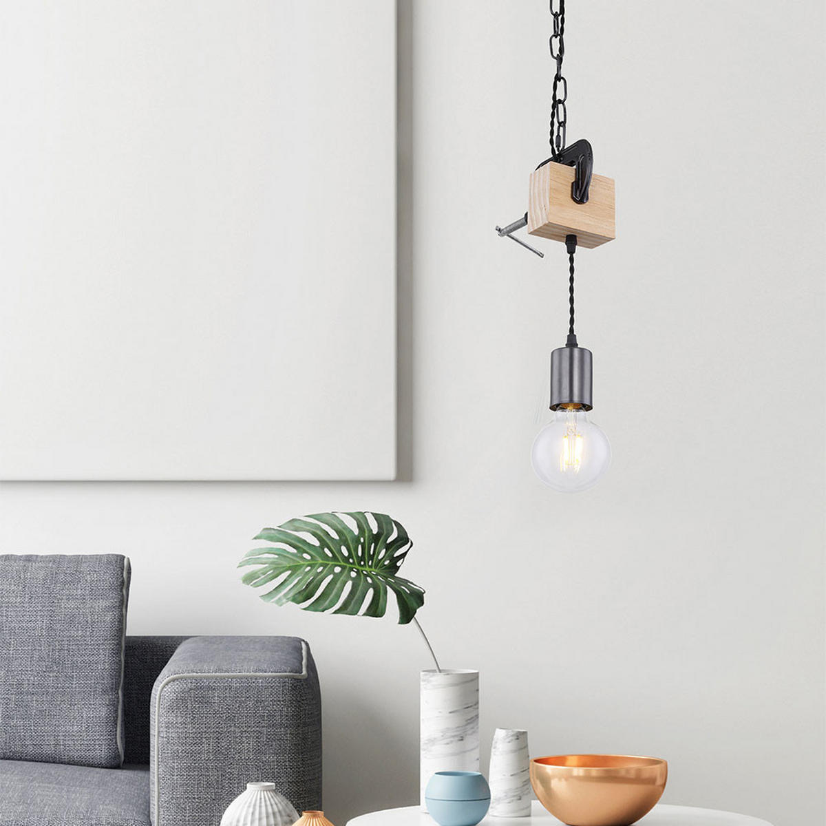 HÄNGELEUCHTE LUDI Holzoptik Braun - Braun, Holz (14/10/120cm)