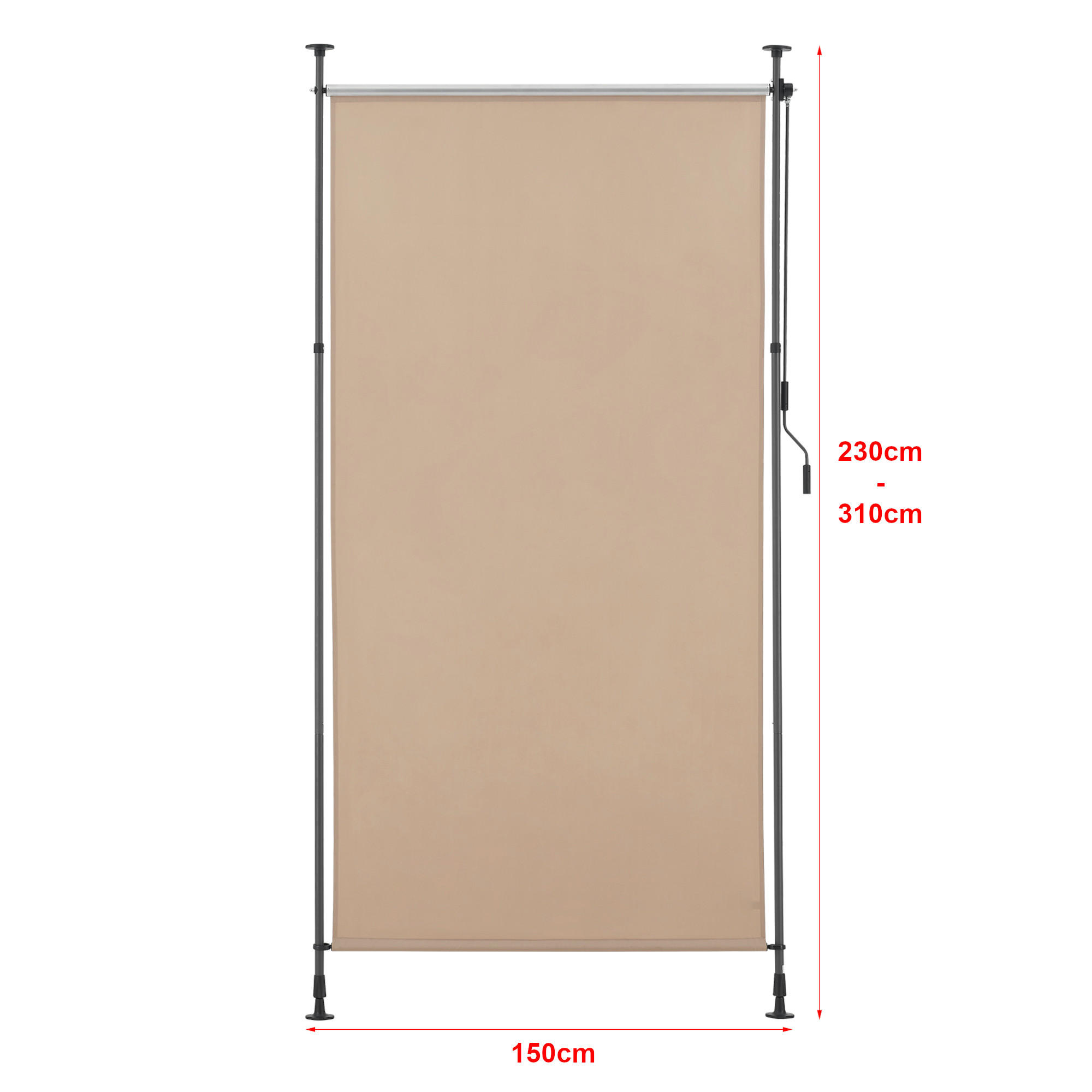 Thumbnail - pro.tec Aussenrollo, Sand, Textil, Metall, Rechteckig, 150x270 cm, Sonnen- & Sichtschutz, Sichtschutz Garten, Balkon Sic...