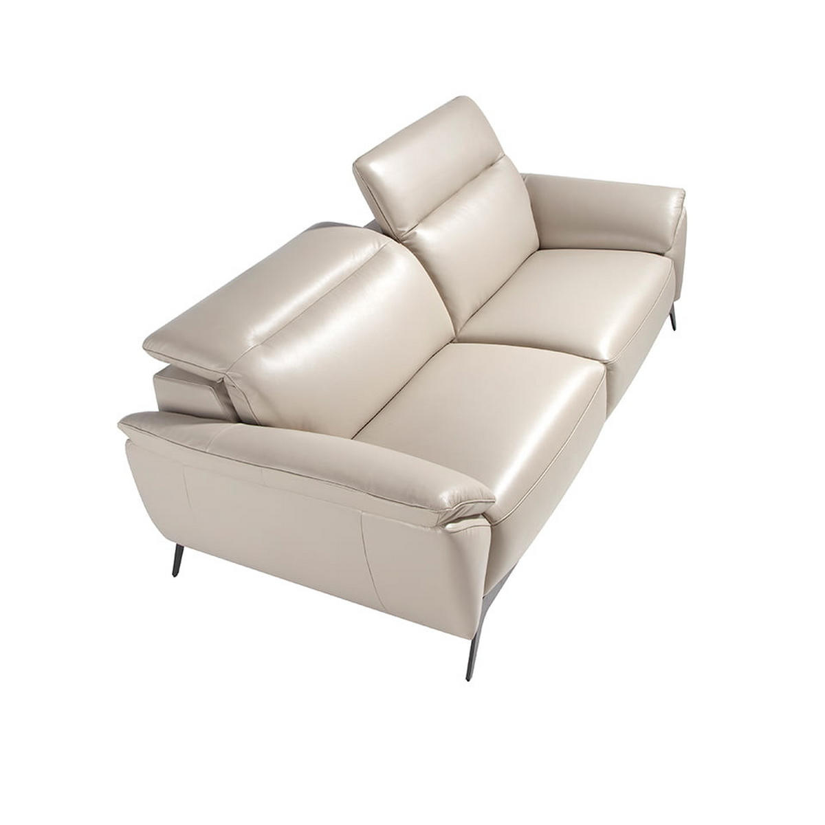 SOFA 3-SITZER Taupe Grau Schwarz 223/107/102 cm - Dunkelgrau/Schwarz, Leder (223/102/107cm) - ANGEL CERDA