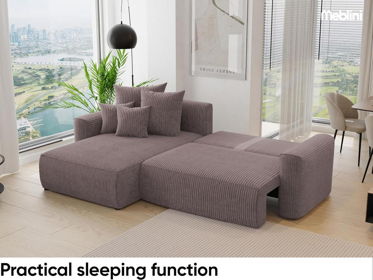 ECKSOFA BALI L - Schwarz/Braun, Holzwerkstoff (260/160cm) - Meblini