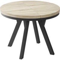 ESSTISCH Lume runder ausziehbarer, Sonoma Eiche 90-170/90/76 cm - Schwarz/Sonoma Eiche, Holz/Holzwerkstoff (90/90/76cm) - WFL GROUP