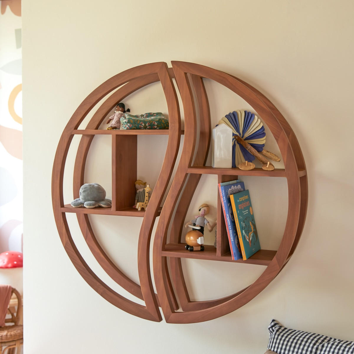 KINDER-REGAL Ying Yang Natur aus Teak - Naturfarben, Holz (100/100/20cm) - Tikamoon