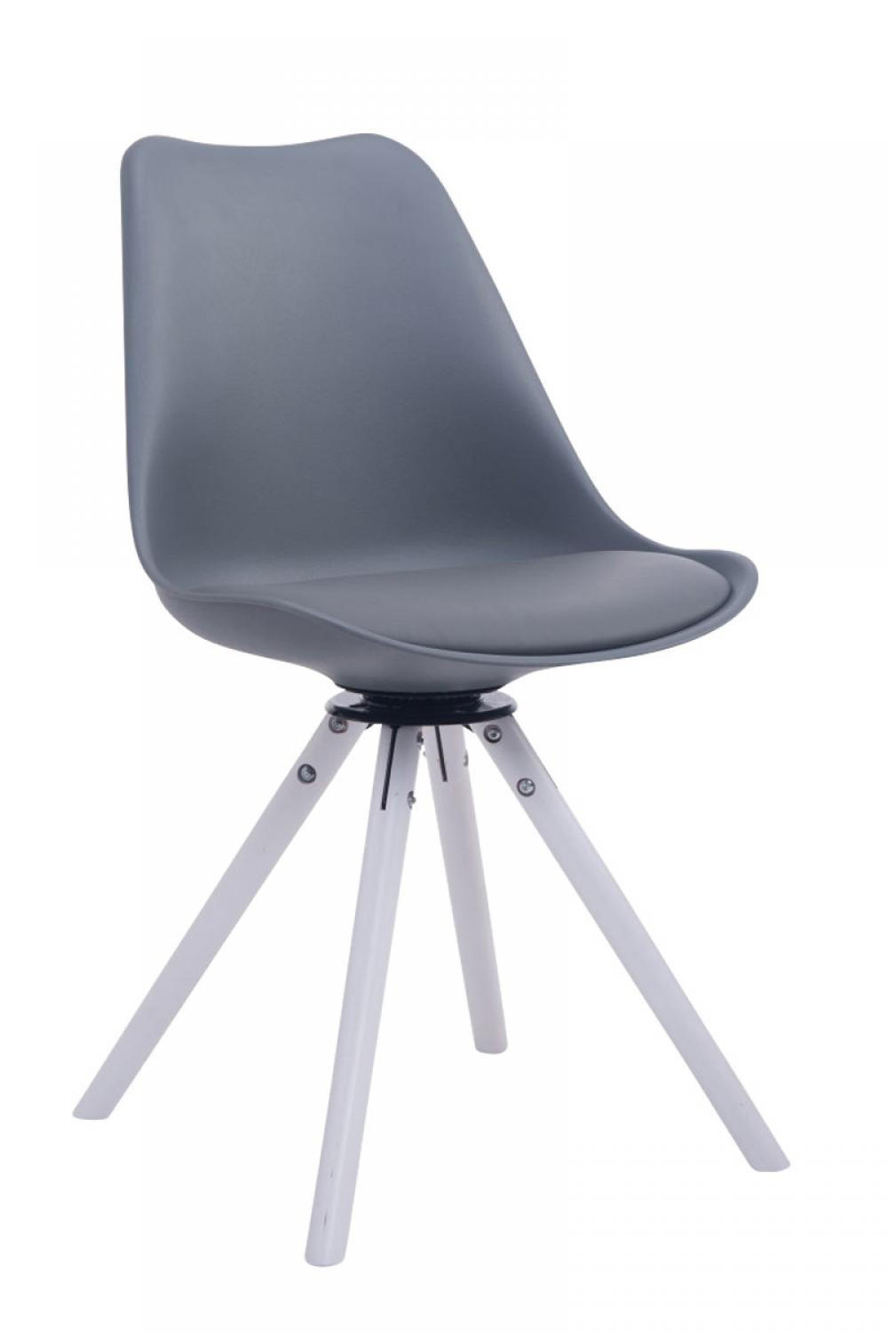 STUHL Lederlook grau - Weiß/Grau, Holz/Textil (48/84/56cm) - CLP