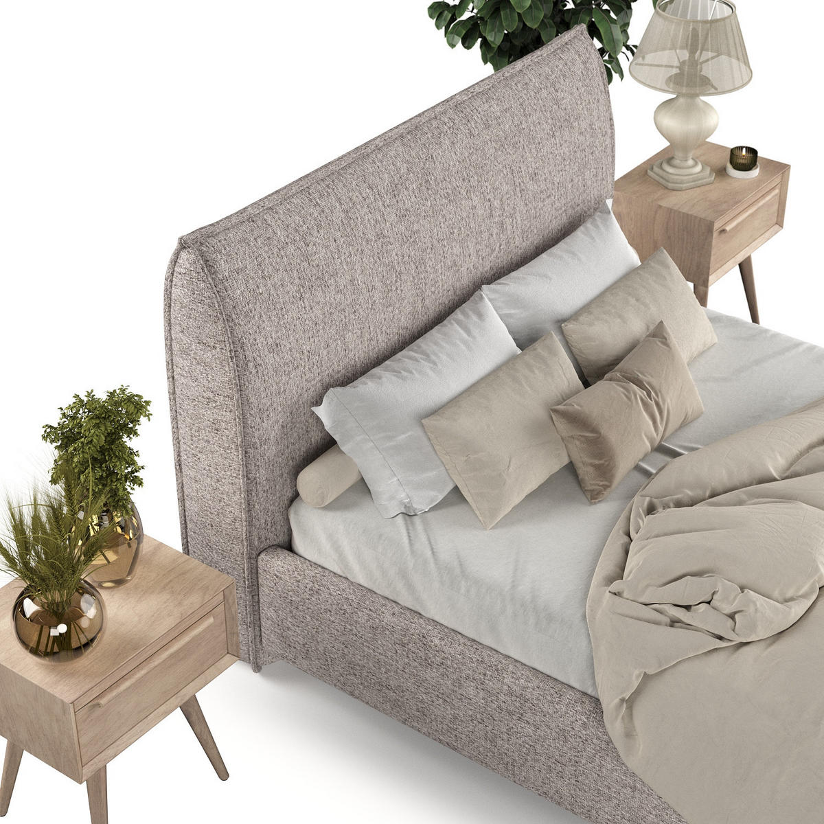 POLSTERBETT Mira 160/200 cm Beige im Neve Stoff - Beige/Naturfarben, Holz/Holzwerkstoff (160/200cm) - AltaBeds