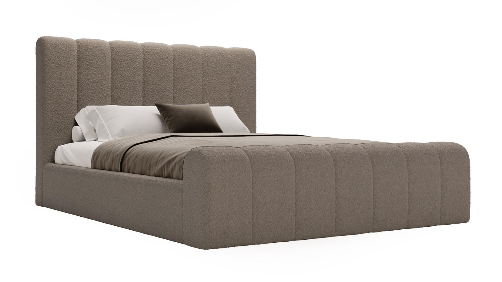 POLSTERBETT 140x200 Valetta mit Bettkasten, Bouclé Dunkelgrau - Dunkelgrau, Holz/Textil (140/200cm) - Emporius