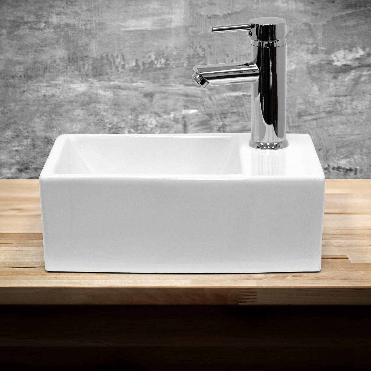 Thumbnail - LuxeBath Waschbecken, Weiß, Keramik, 25.5x13x33.5 cm, Badezimmer, Waschbecken & Armaturen, Waschbecken