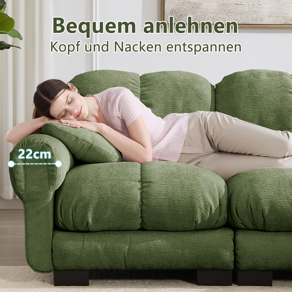 ECKSOFA 330/149/90 cm Grün Cord mit mobiler Ottomane und 2 kleinen Dekokissen - Grün, Textil (330/149cm) - Oxeza