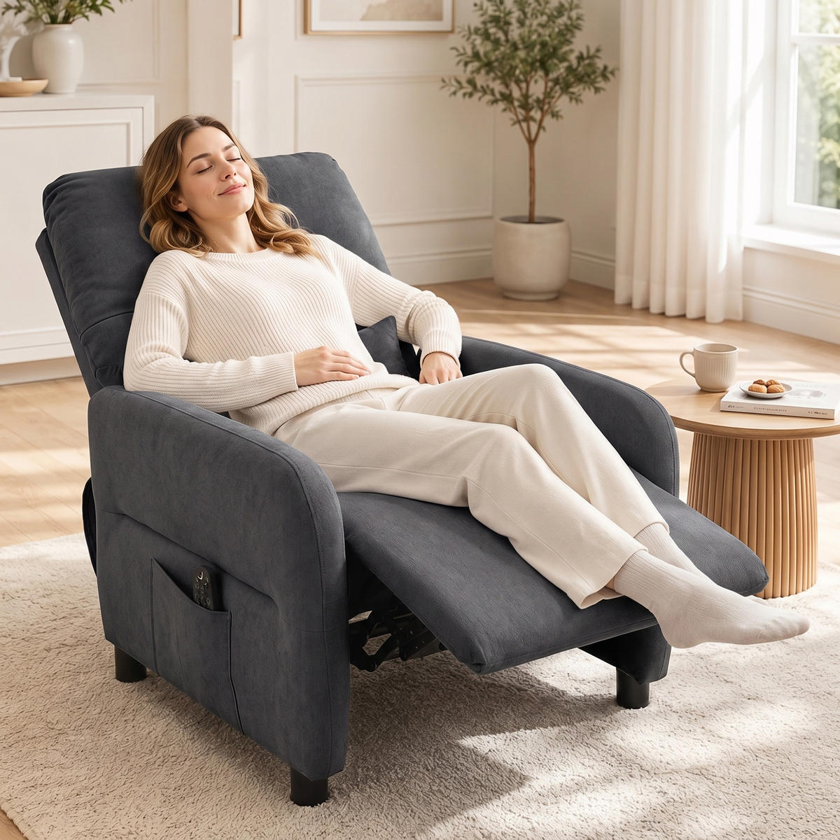 MASSAGESESSEL Polyester Dunkelgrau - Dunkelgrau/Schwarz, Holzwerkstoff/Kunststoff (87/100/77cm) - HOMCOM
