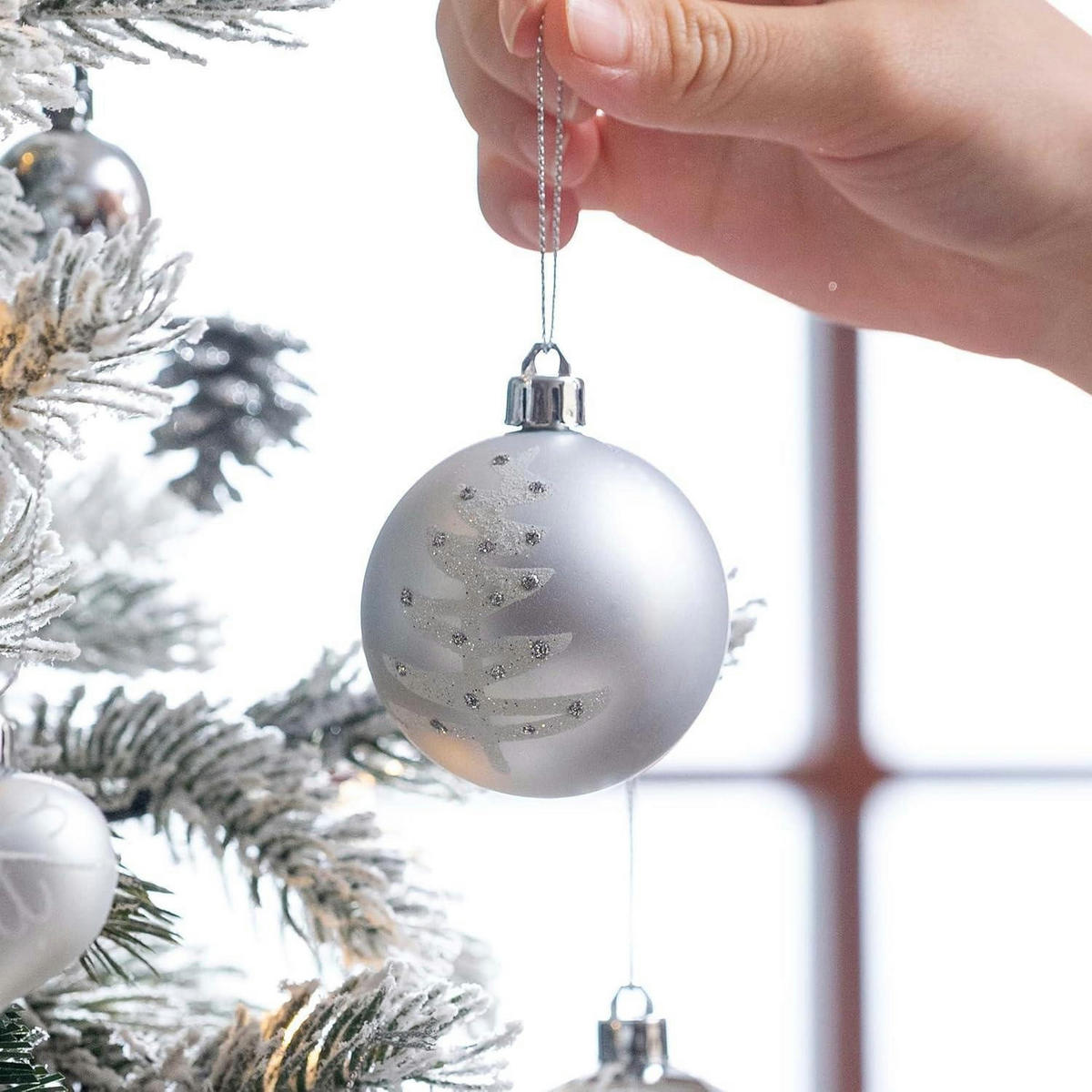 WEIHNACHTSKUGELN 70-teiliges Set Kunststoff Silber Weiß - Silberfarben, Kunststoff (6/6/6cm)