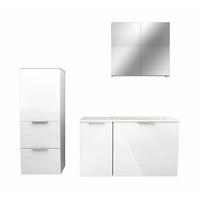 BADMÖBEL Set Gently 1 V2 L Weiß MDF Waschtisch 90cm mit 5W LED-Strahler / Energiebox - Weiß, Glas/Kunststoff (46/52/90cm) - AcquaVapore by Sandra Jentho