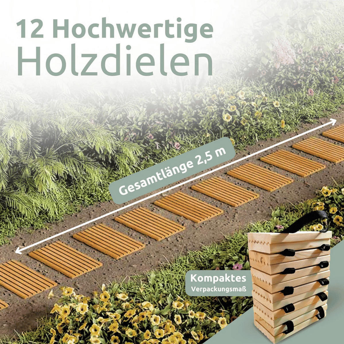 ROLLWEG Garten Holz THEO 35cm Breit Gartenweg Ausrollen - Braun, Holz (250/35/2.7cm) - DELUKE
