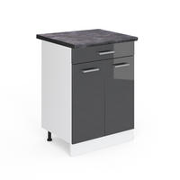 KÜCHENUNTERSCHRANK R-Line Anthrazit Hochglanz 60 cm AP Anthrazit - Schwarz Hochglanz/Anthrazit, Holzwerkstoff (60/81.6/60cm) - Vicco