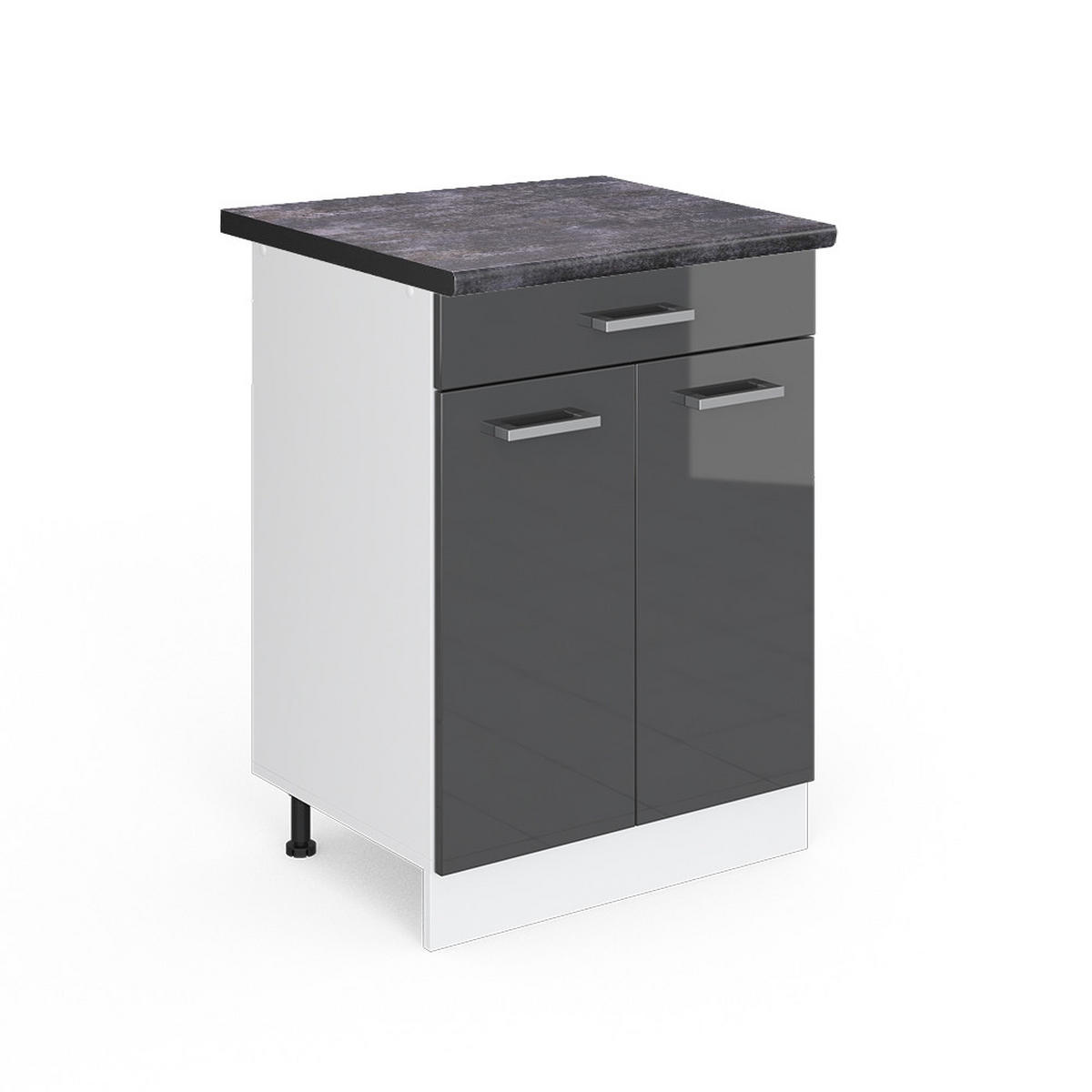 KÜCHENUNTERSCHRANK R-Line Anthrazit Hochglanz 60 cm AP Anthrazit - Schwarz Hochglanz/Anthrazit, Holzwerkstoff (60/81.6/60cm) - Vicco