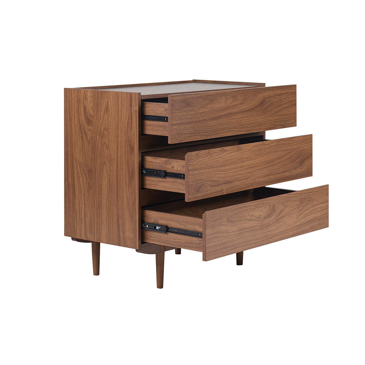 KOMMODE Dunkles Holz 3 Schubladen B80 cm SANAA - Walnussfarben, Holz (41/75.5/80cm) - Miliboo