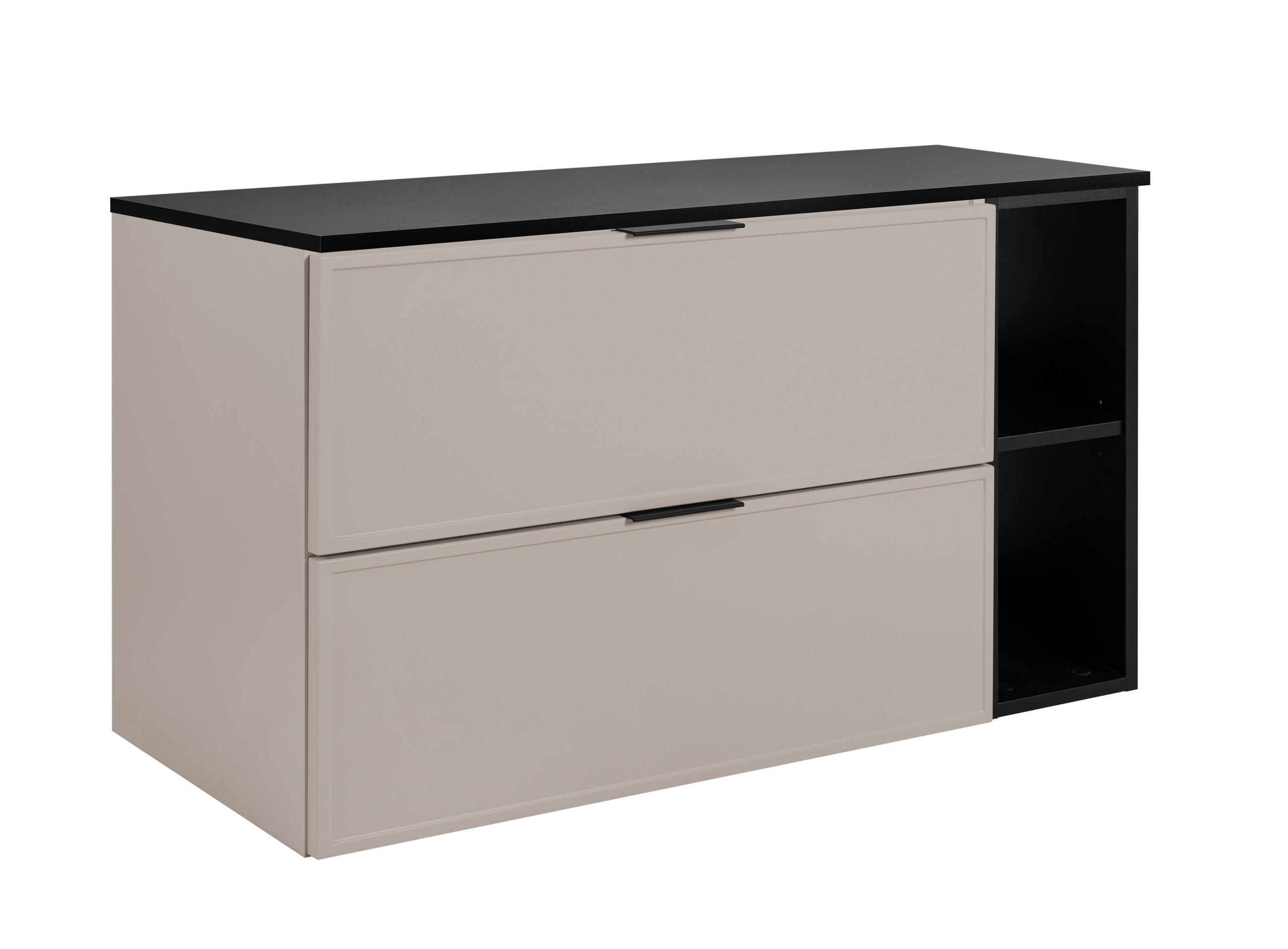 BADEZIMMERSCHRANK, Kaschmir / Dunkelgrau, Schwarze Griffe, 100 (80 + 20) x 46 x 57 cm - Kaschmir/Schwarz, Holzwerkstoff/Kunststoff (100/57/46cm) - 3XE LIVING