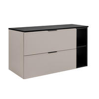 BADEZIMMERSCHRANK, Kaschmir / Dunkelgrau, Schwarze Griffe, 100 (80 + 20) x 46 x 57 cm - Kaschmir/Schwarz, Holzwerkstoff/Kunststoff (100/57/46cm) - 3XE LIVING