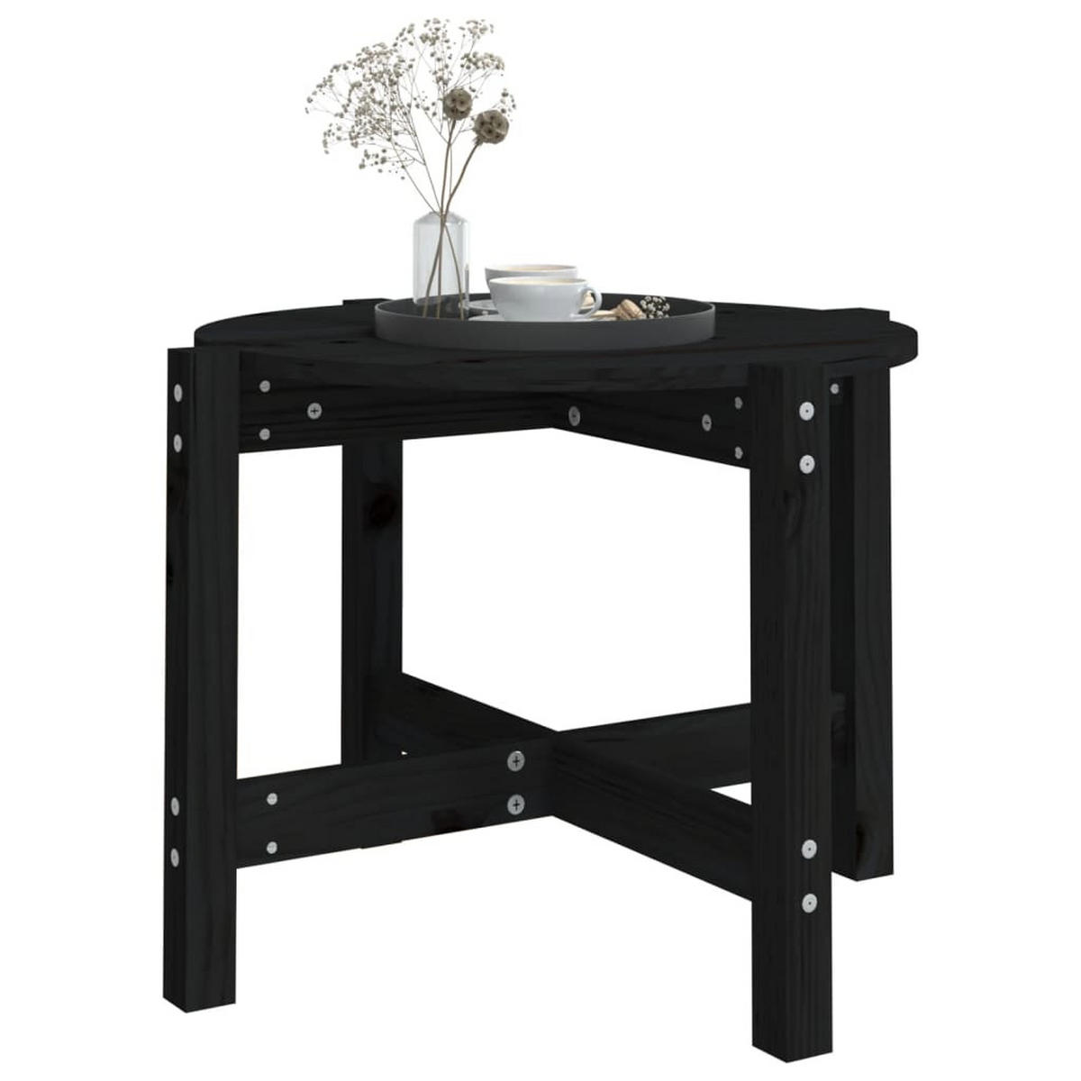 COUCHTISCH Schwarz Ø 62,5x45 cm Massivholz Kiefer - Schwarz, Holz (62.5/62.5/45cm) - furnicato