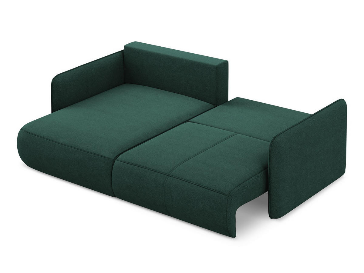 ECKSOFA mit Schlaffunktion Strukturstoff Stoff Grün - Dunkelgrün/Schwarz, Kunststoff/Textil (148/207cm) - Makamii