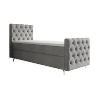 BOXBETT CHESTER PLUS P mit Matratze H3, Bonell und Topper 100x200 Monolith 84 - Hellgrau, Textil (100/200cm) - Bedante
