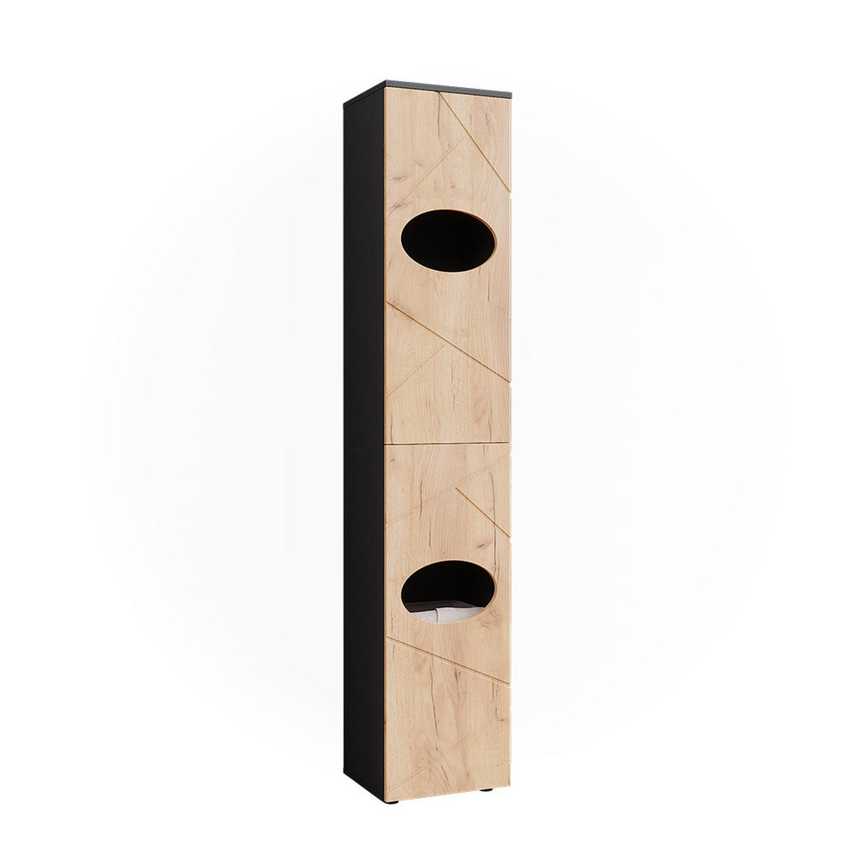 WÄSCHESCHRANK Irma Anthrazit/Goldkraft Eiche 37.2 x 192 cm - Anthrazit/Eiche Wotan, Holzwerkstoff (37.2/192/32cm) - Vicco