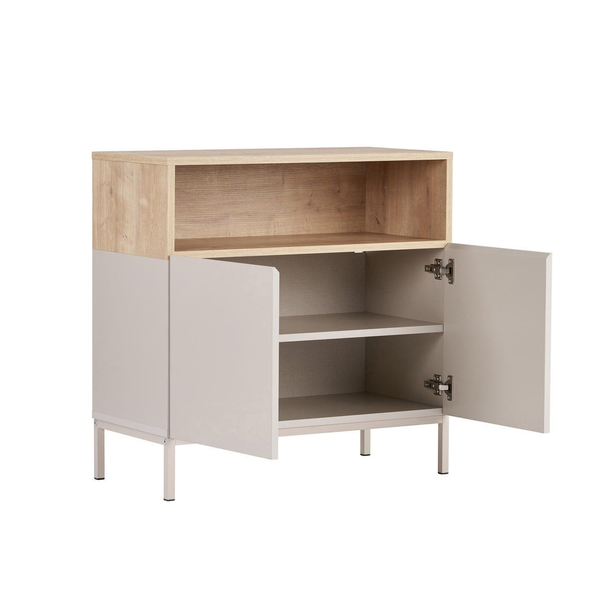 SIDEBOARD 2 Türen Fach Kaschmir- und Holzdekor 40/80/80 cm - Beige, Holzwerkstoff (40/80/44cm) - Calicosy