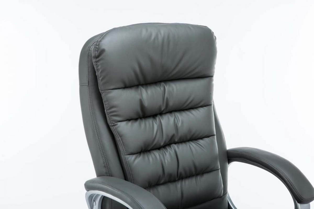 CHEFSESSEL Lederlook grau - Chromfarben/Grau, Textil/Metall (68/116/77cm) - CLP