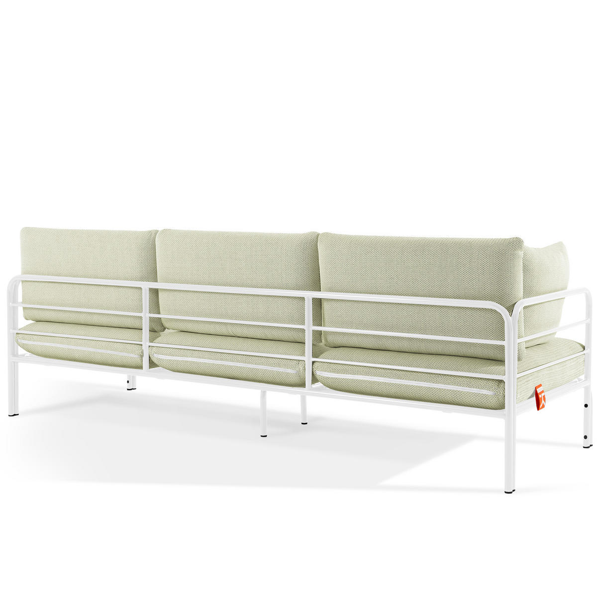 GARTENSOFA RAMBE 3-Personen mit Kissen, Weiß - Weiß/Hellgrün, Textil/Metall (225/80/80cm) - KONSIMO®