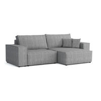 ECKSOFA MATT 255/153 cm rechts in Cord Hellgrau - Hellgrau/Schwarz, Holz/Holzwerkstoff (255/153cm) - Deine Möbel 24