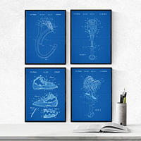 POSTER Set mit 4 Blau KLETTERN Patenten A4 Rahmenlos - Klar, Papier (29.7/3cm) - Nacnic