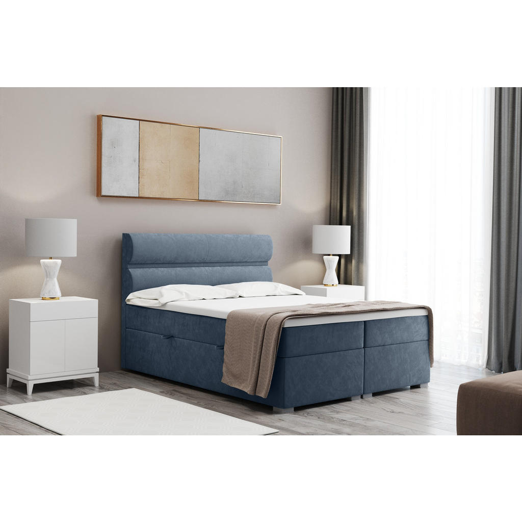 Thumbnail - Kaiser Möbel Boxbett, Hellblau, Textil, 2 Schubladen, H2, Höhe ca. 20 cm, einmalig seitenverkehrt montierbar,Rechteckig,...
