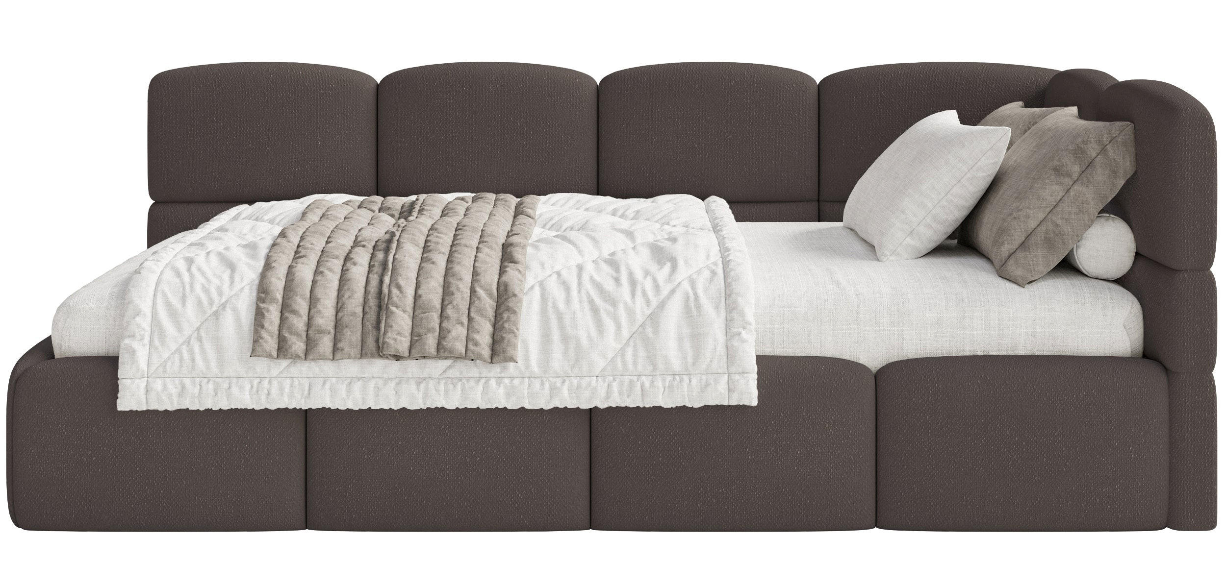 JUGENDBETT Cloudy Braun 120 cm, Chenille - Schwarz/Braun, Kunststoff/Textil (120/200cm) - Selsey