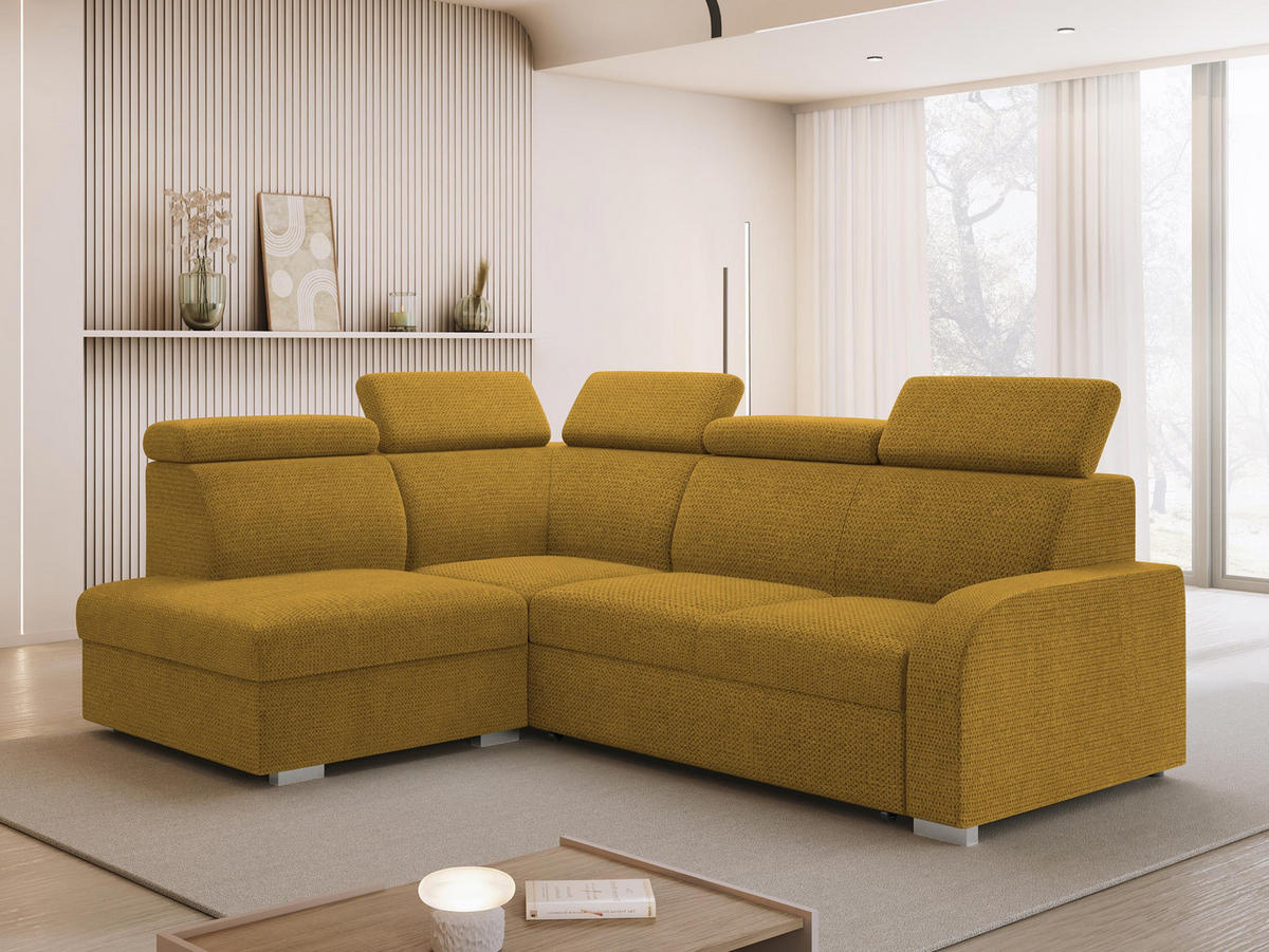 ECKSOFA Oslo 2rRLXp, Seite: Links LXP+R+2R - Gelb/Silberfarben, Holz/Textil (250/200cm) - MIRJAN24