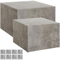COUCHTISCH 2er Set Lacey, inkl. Filzschoner, Belastbarkeit 45 kg, Beton Optik - Grau, Holz (60/60/40cm) - tectake