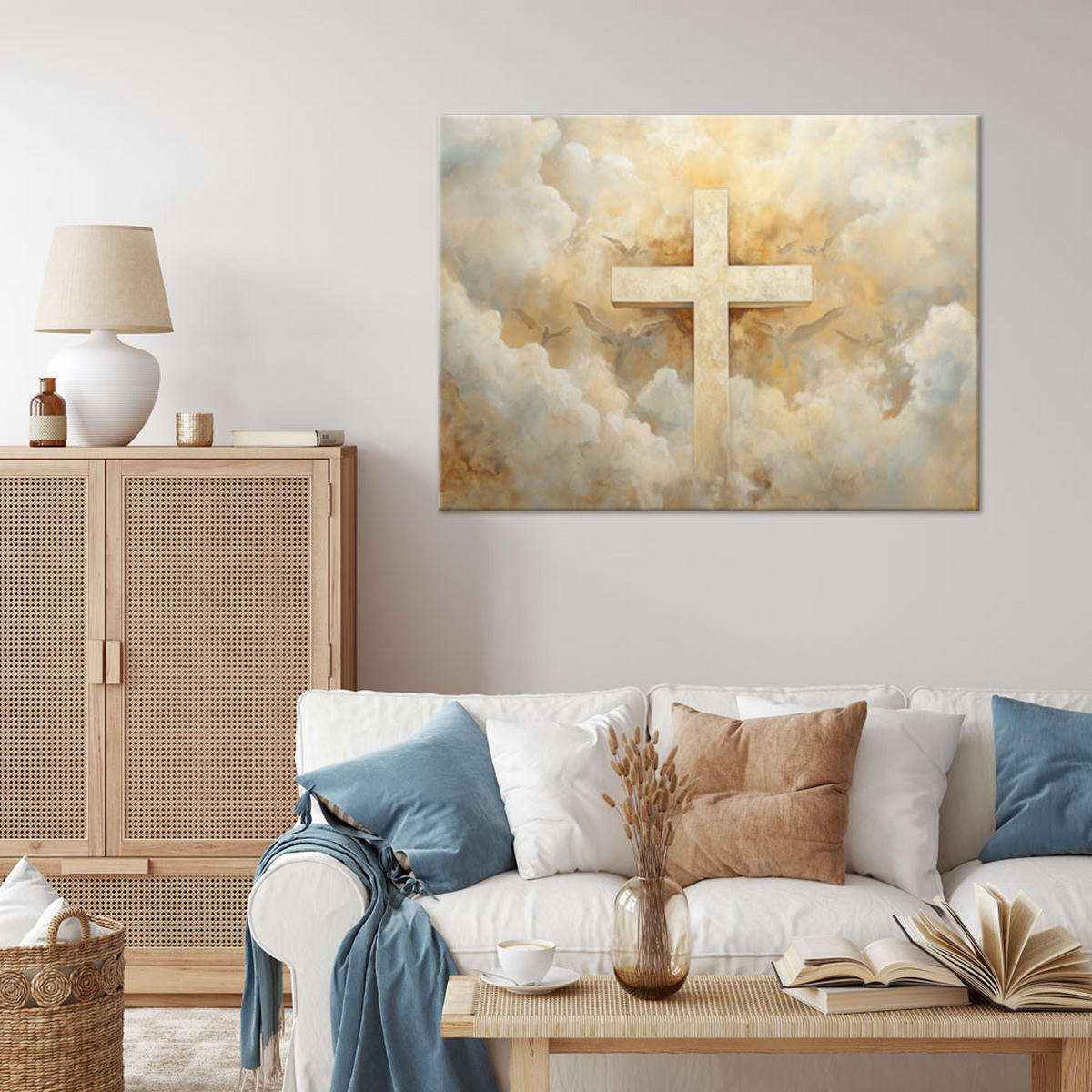 LEINWANDBILD Künstlerische und religiöse Werke 120x80cm - Beige, Textil (120/80cm) - Feeby