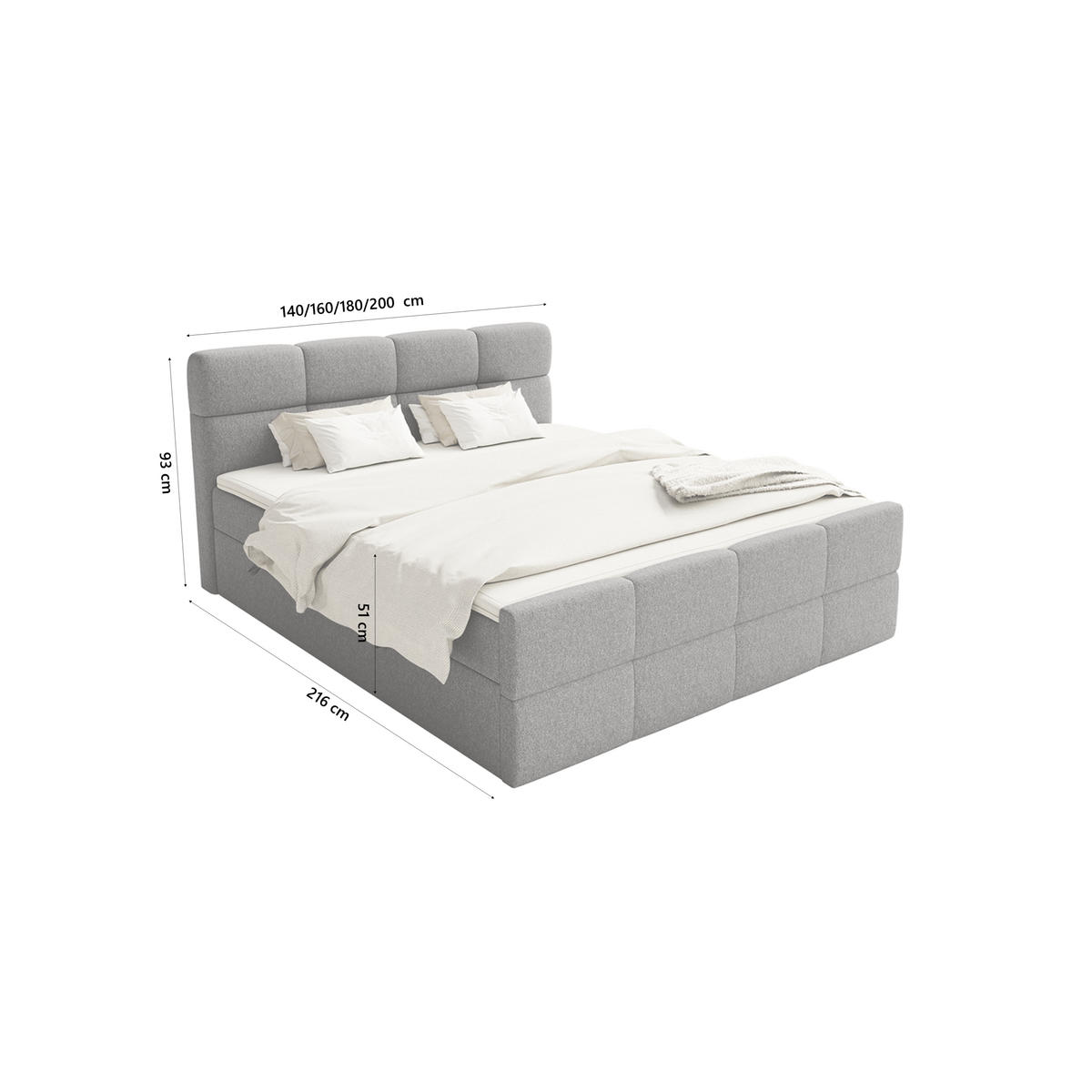 BOXSPRINGBETT ALZEA 180x200 cm, Dunkelgrau - Dunkelgrau, Textil (180/200cm) - Fedve