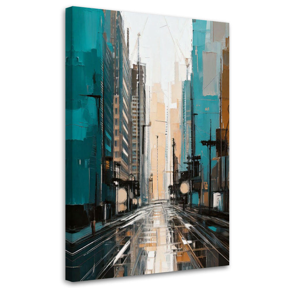 LEINWANDBILD Abstraktion 70x100cm - Türkis, Textil (70/100cm) - Feeby