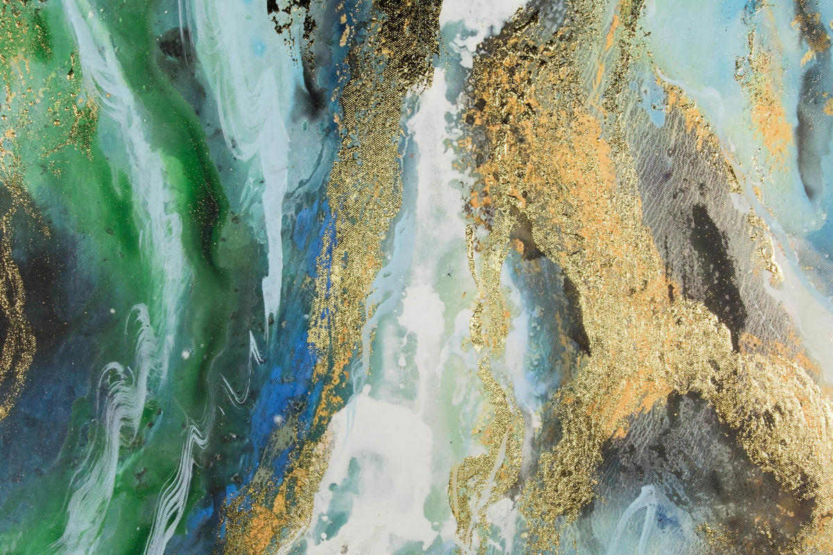 ACRYLBILD HANDGEMALT 60/120 cm - Blau/Weiß, Holz/Textil (1.7/120cm) - KUNSTLOFT