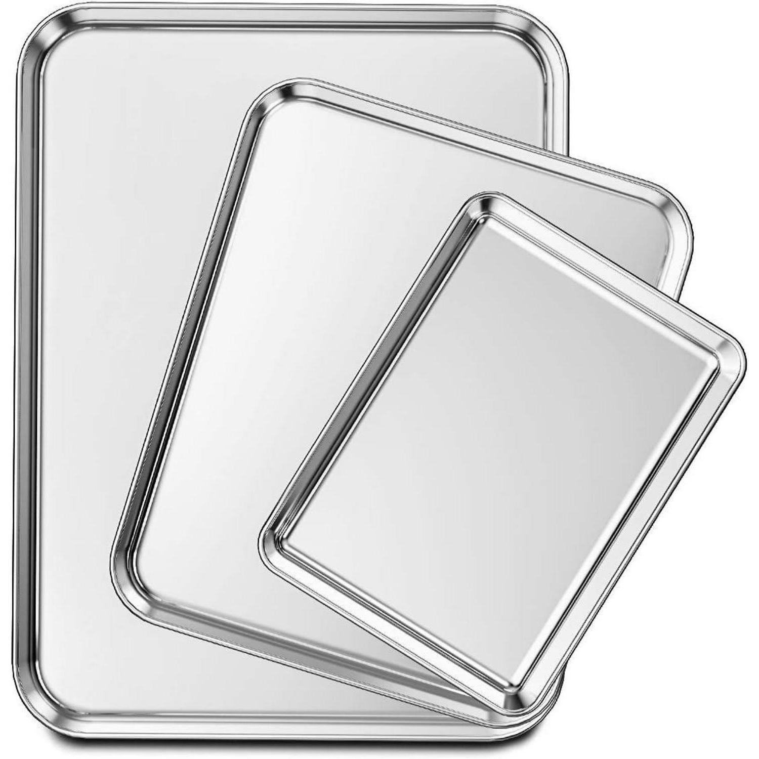 BACKBLECH 3er Set Edelstahl 40,6/30,5/24,0 cm - Silberfarben, Metall (30.5/2.5/40.6cm)