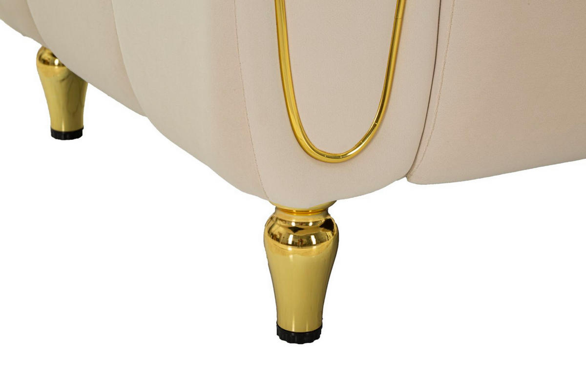 SESSEL Alma Cushion, cremefarben und goldfarben, Polyester, Eukalyptusholz, Kiefernholz, Sperrholz und Metall, 81 x 97 x 71 cm - Goldfarben/Creme, Holz/Holzwerkstoff (81/71/97cm) - Mauro Ferretti