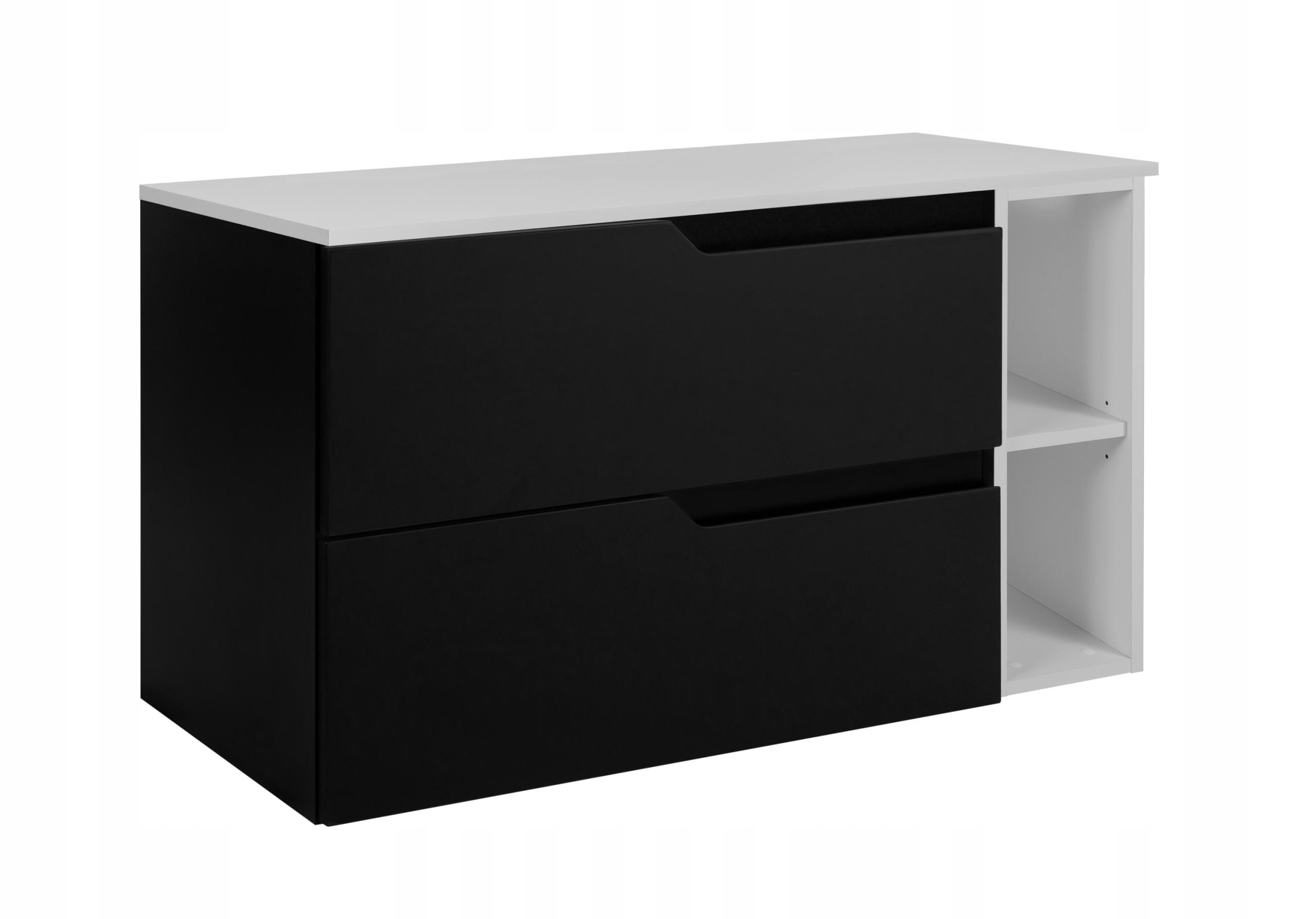 WASCHBECKUNTERSCHRANK MODERN 80 cm mit Arbeitsplatte Farbe: Weiß mit einem Regal Farbe: Weiß - Schwarz - Schwarz, Holzwerkstoff (80/57/46cm) - Rodan