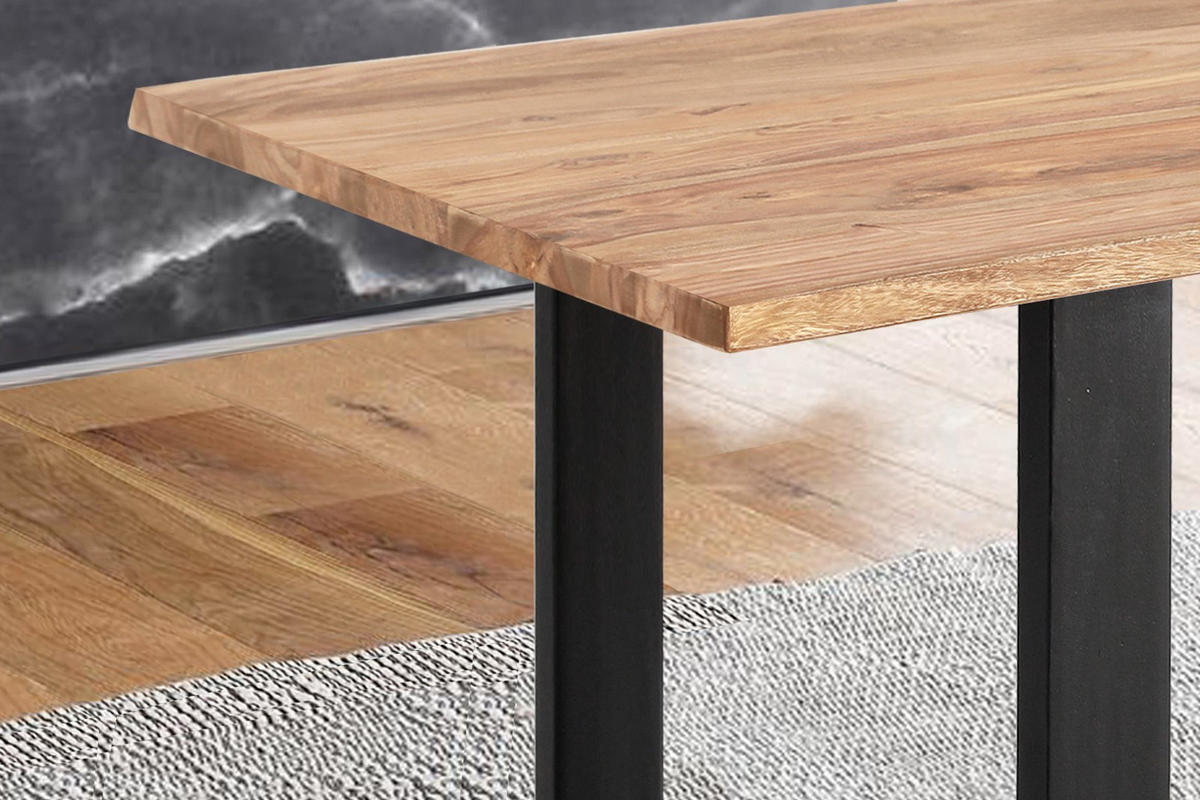 ESSTISCH MAREK - Beige/Schwarz, Holz/Metall (80/140/77cm) - SAM